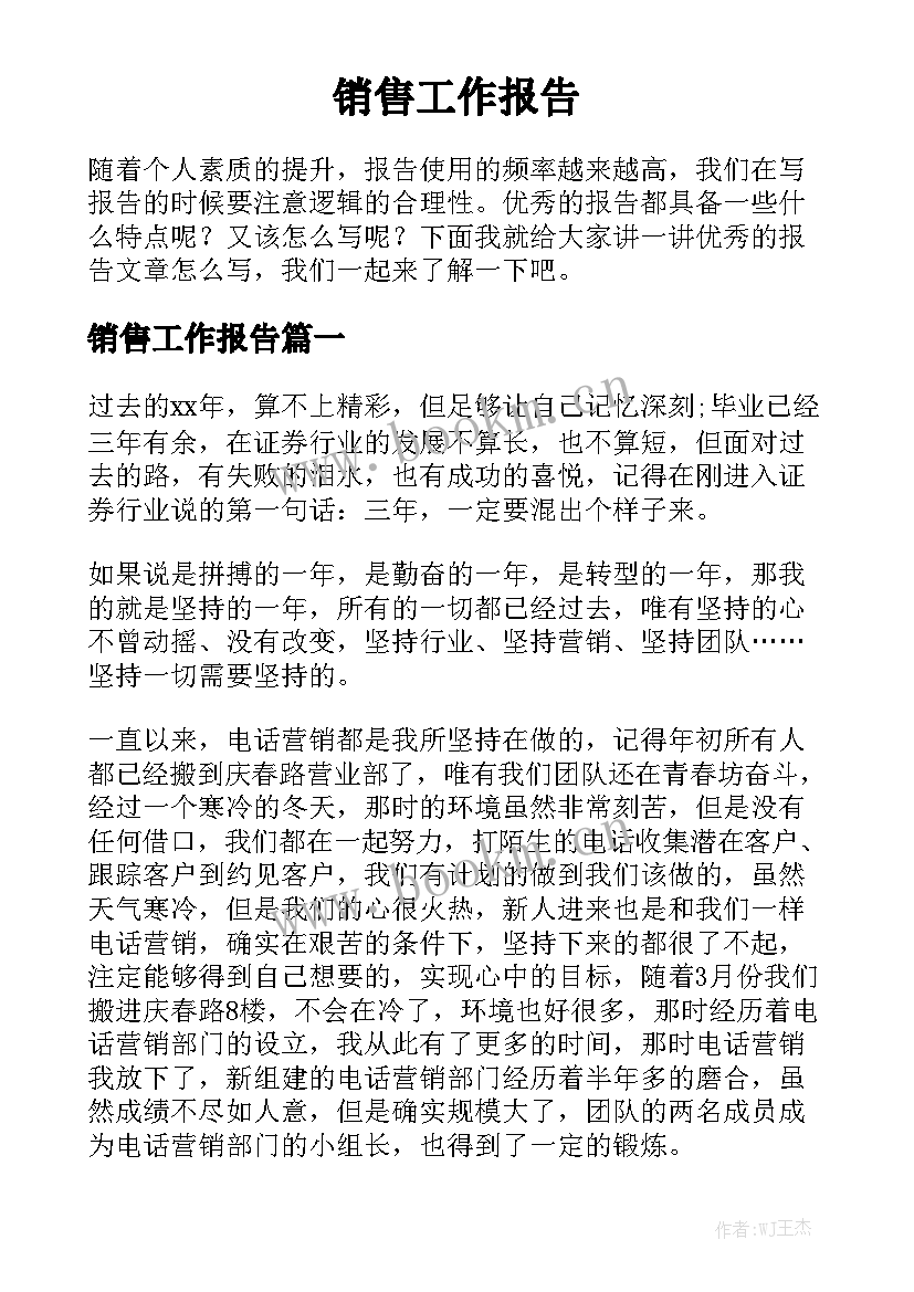 销售工作报告