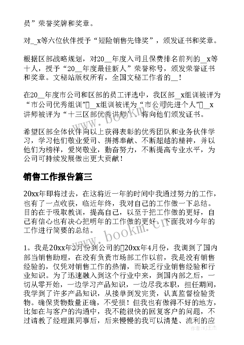 销售工作报告