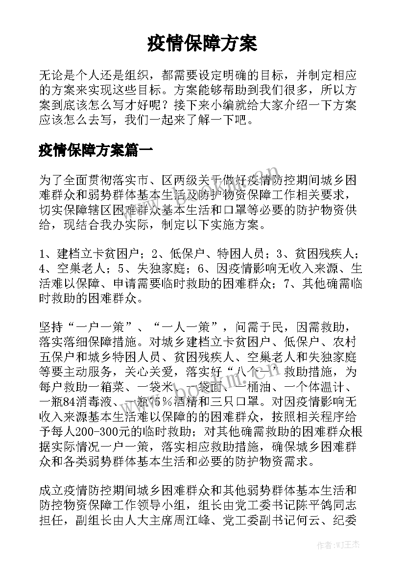 疫情保障方案