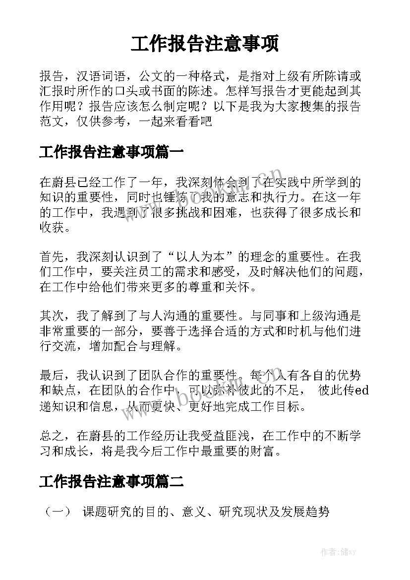 工作报告注意事项