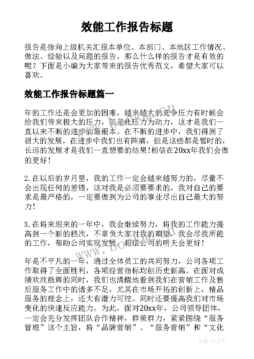 效能工作报告标题