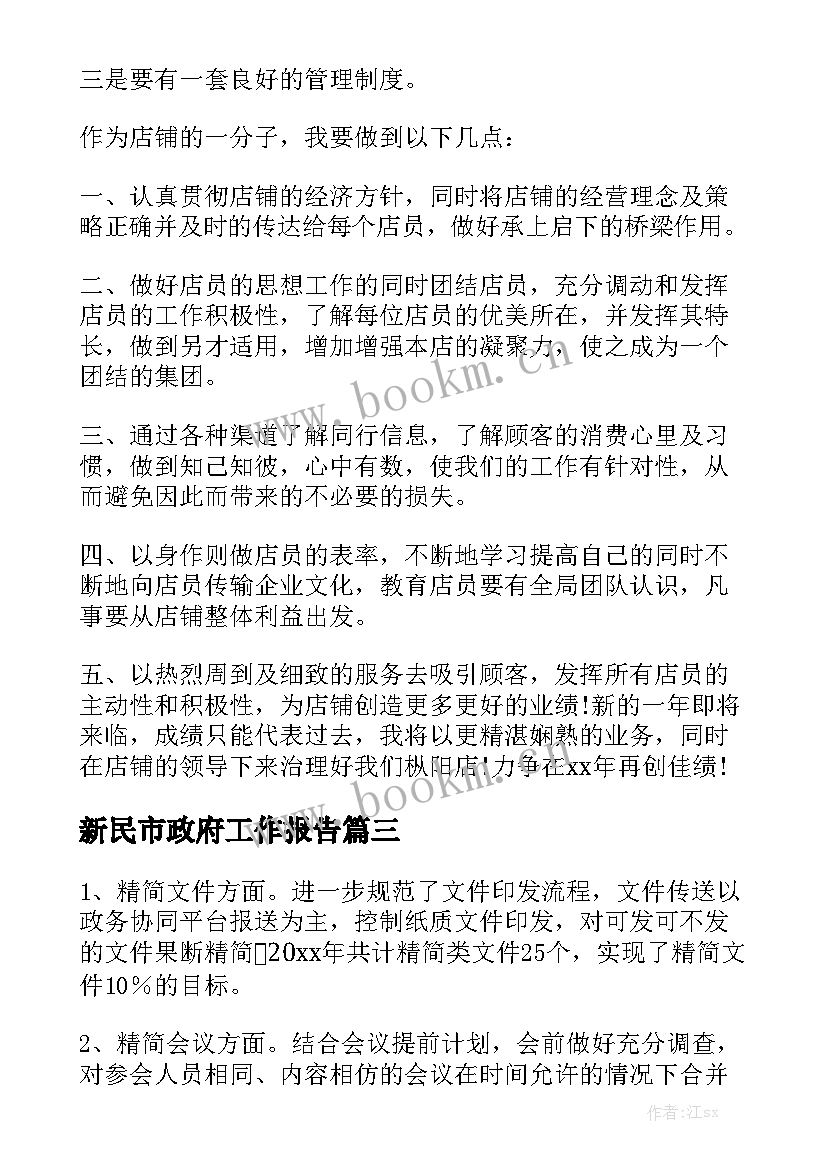 新民市政府工作报告