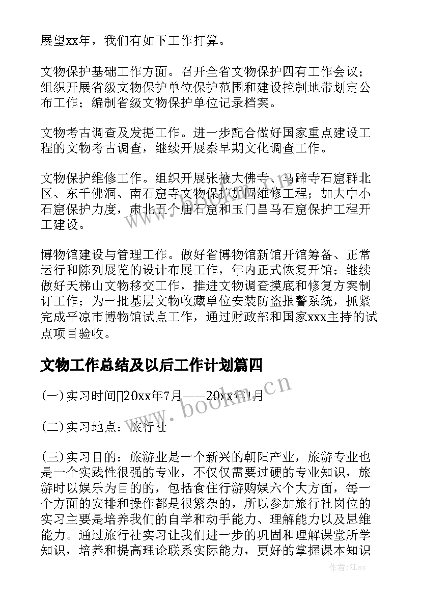 文物工作总结及以后工作计划