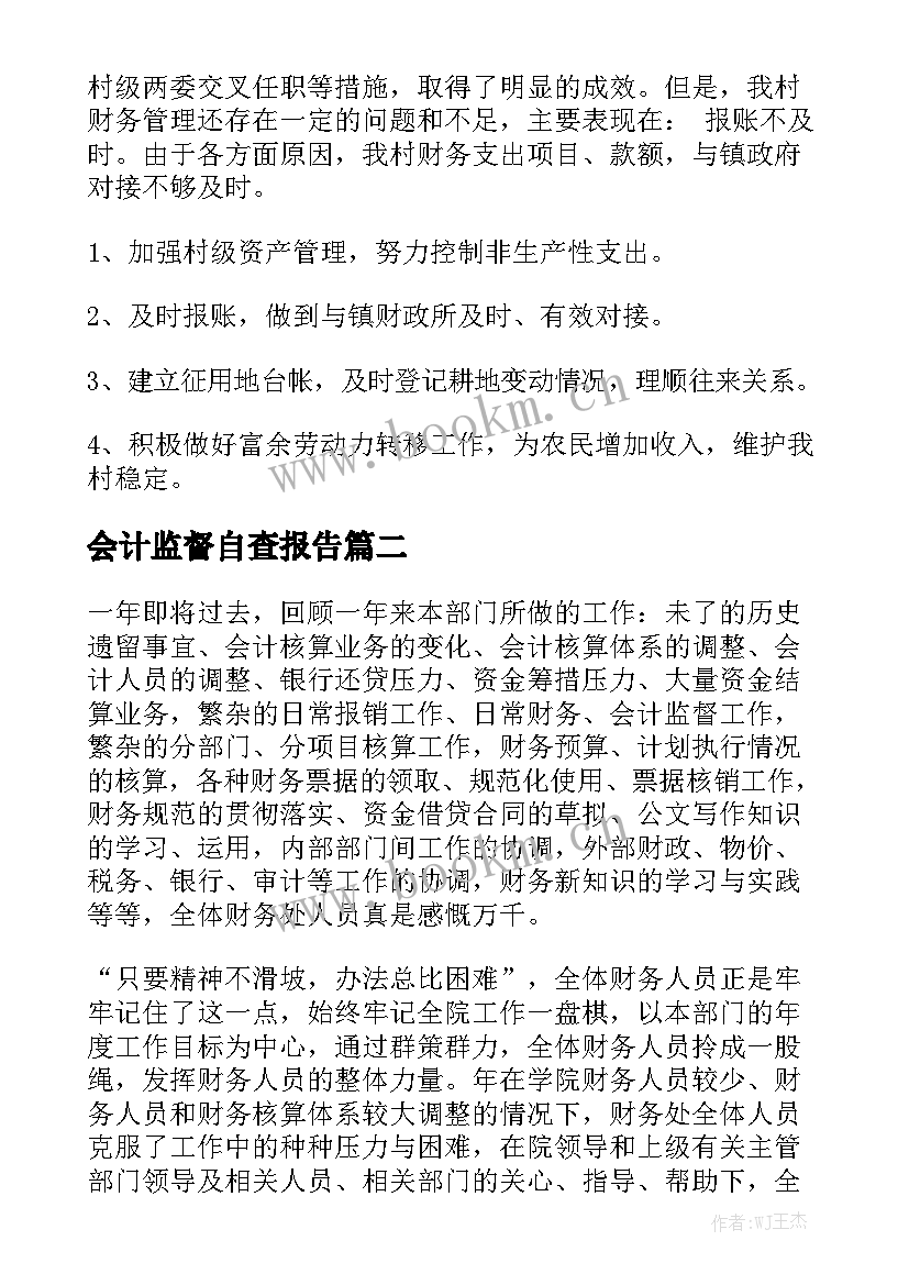 会计监督自查报告