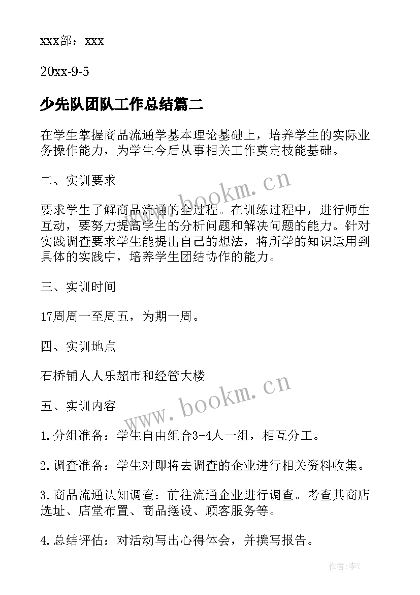 少先队团队工作总结