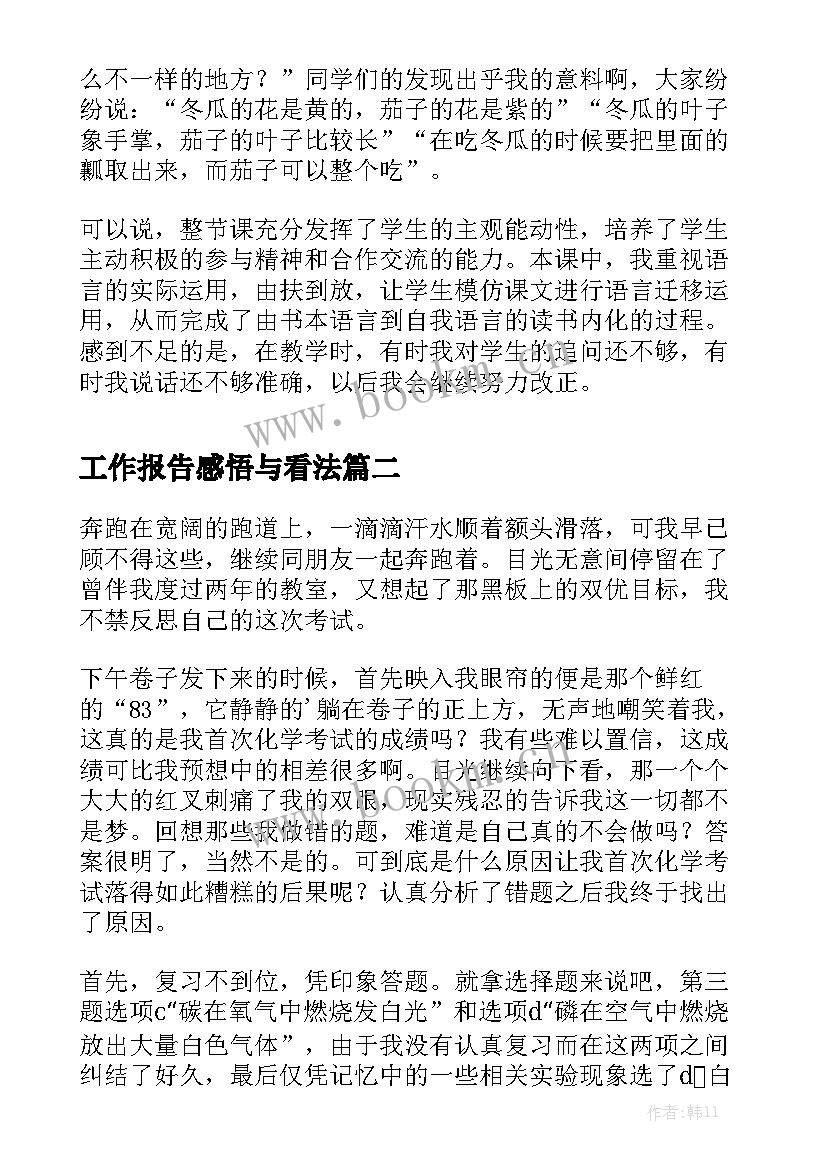 工作报告感悟与看法