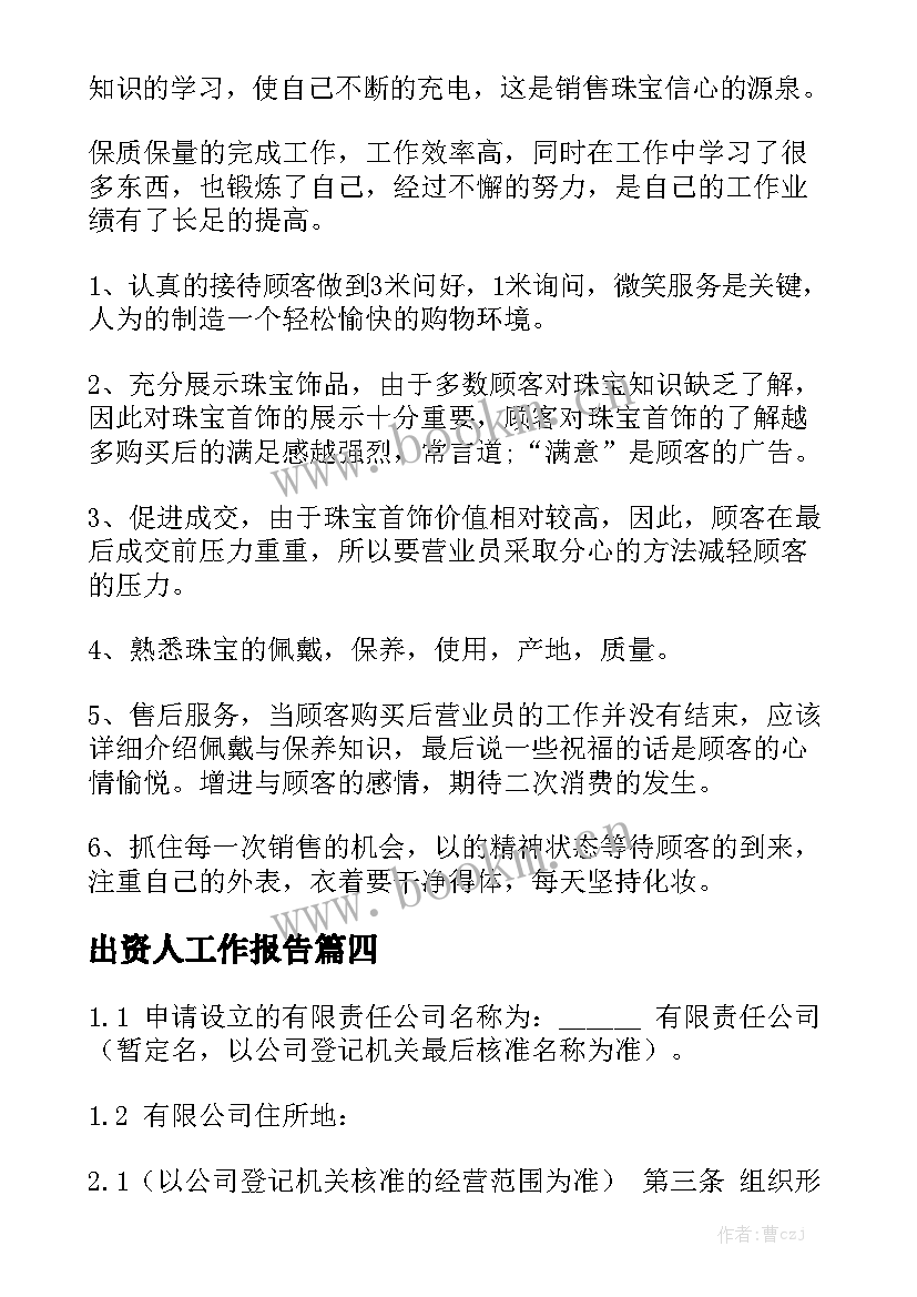 出资人工作报告