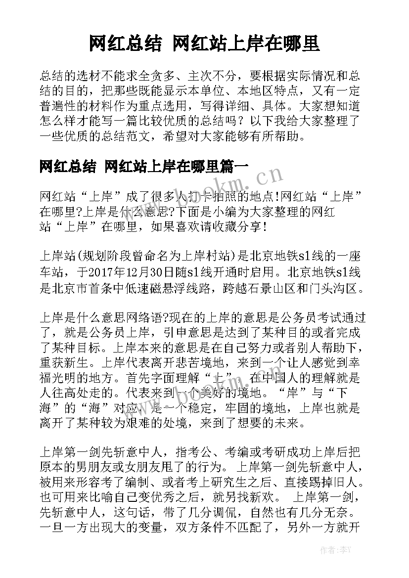 网红总结 网红站上岸在哪里