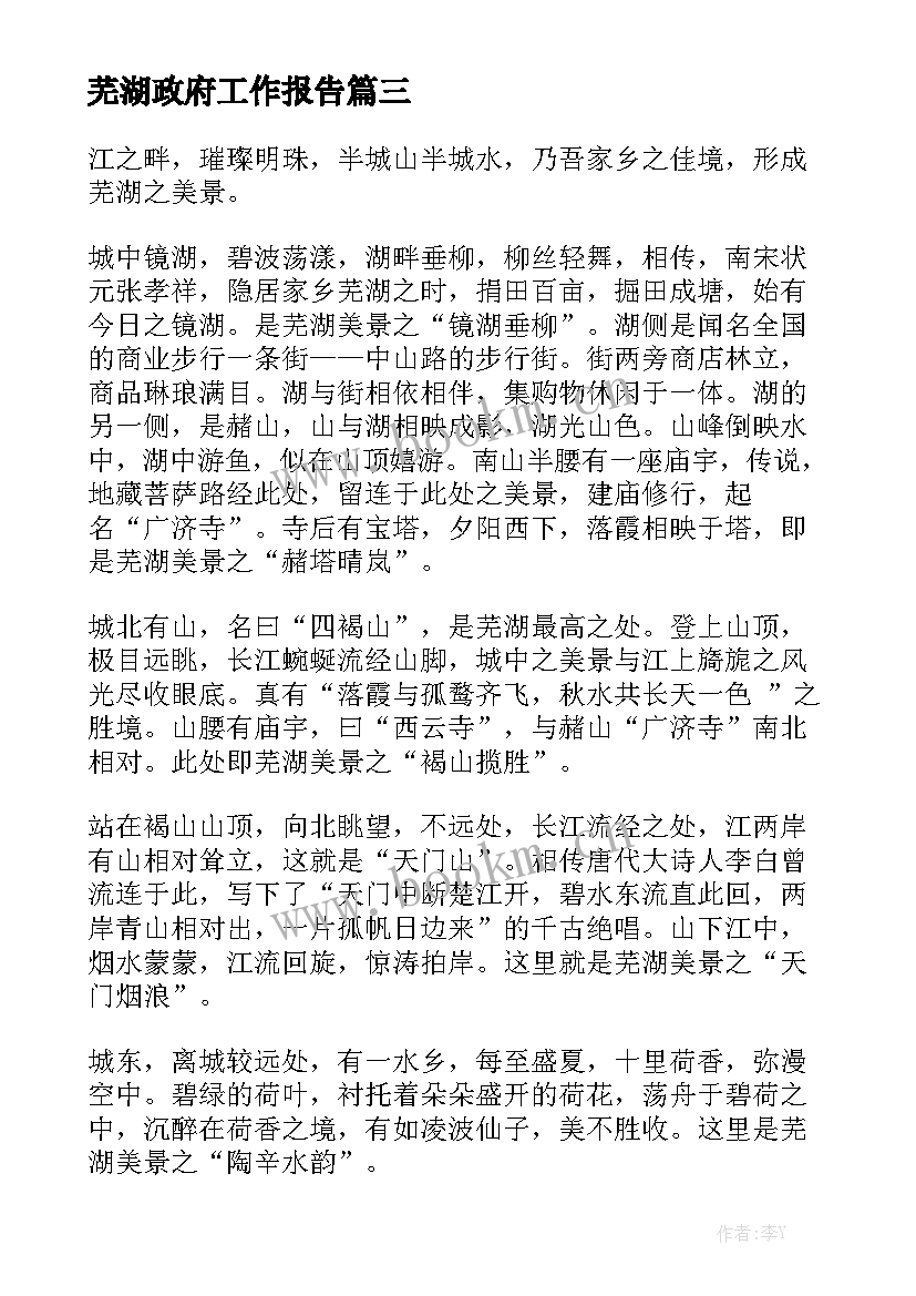 芜湖政府工作报告