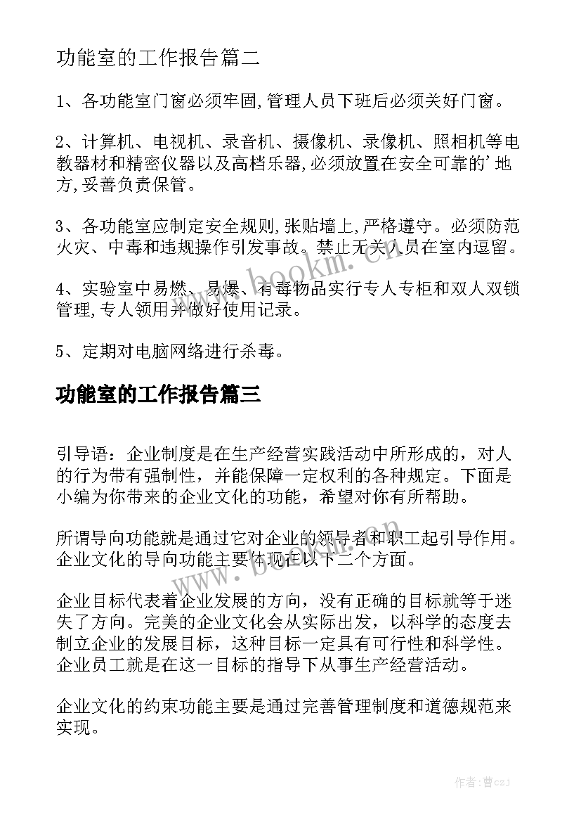 功能室的工作报告