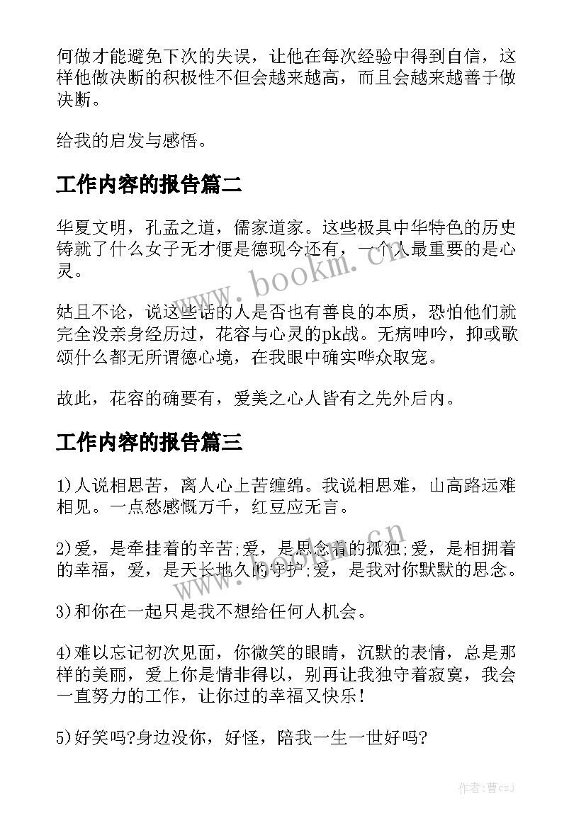 工作内容的报告