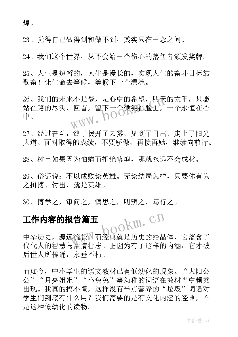 工作内容的报告