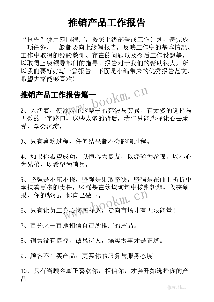 推销产品工作报告