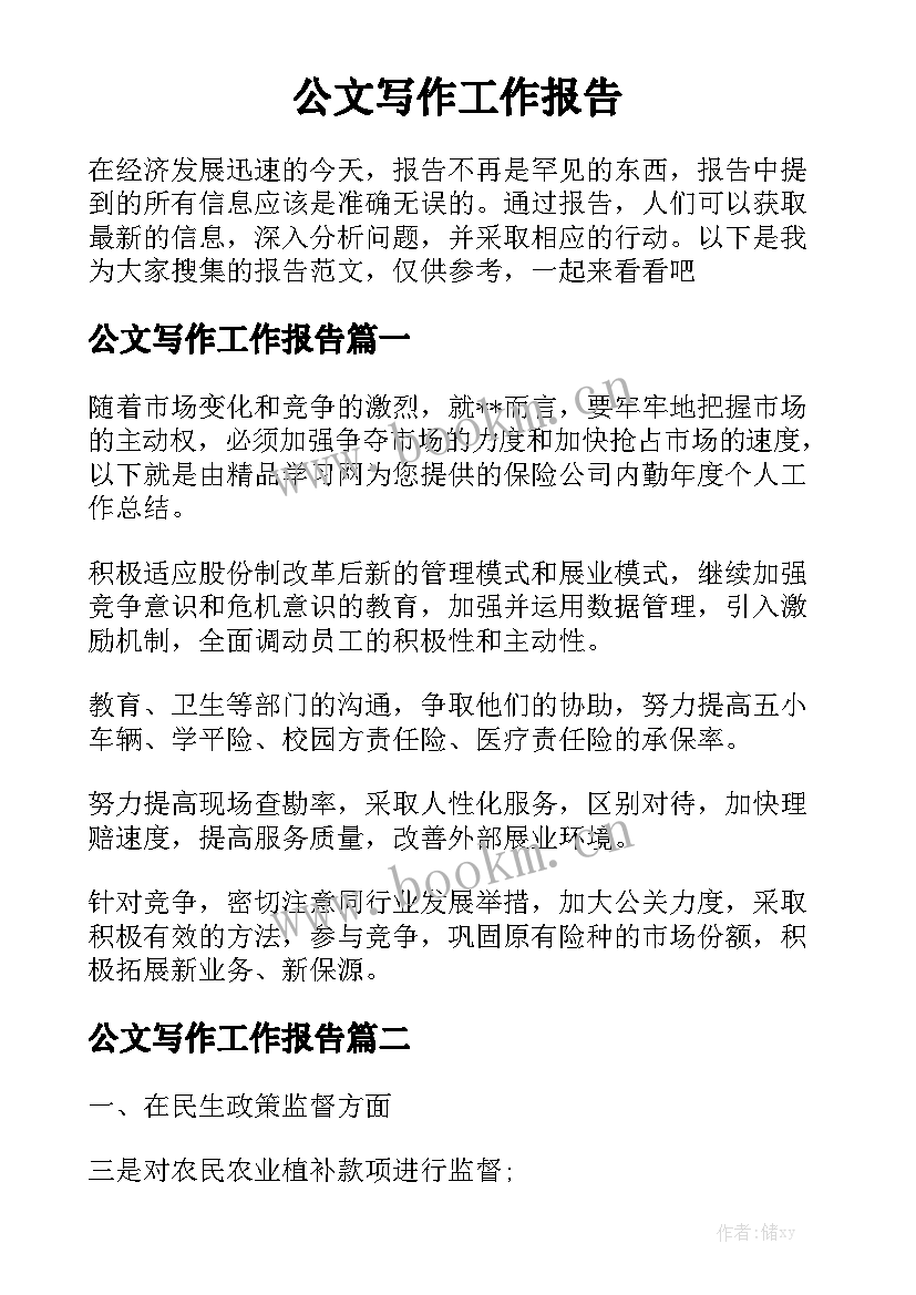 公文写作工作报告