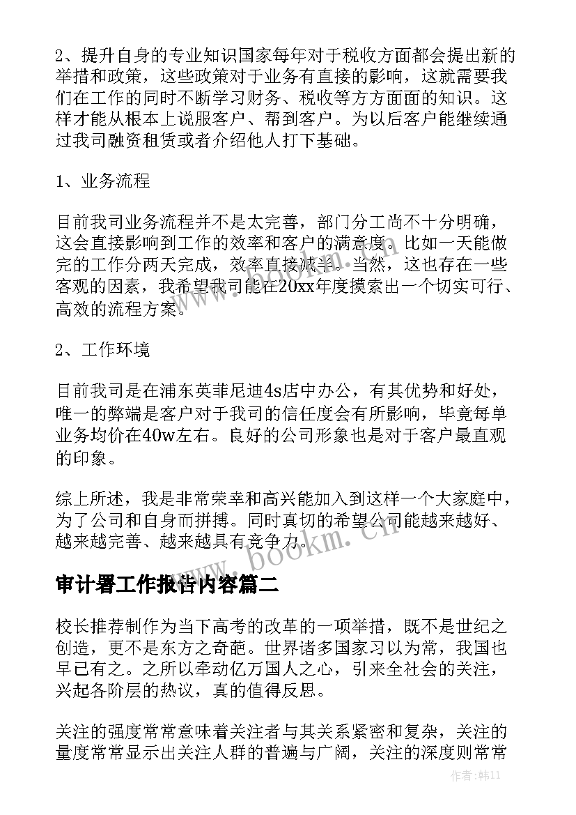 审计署工作报告内容