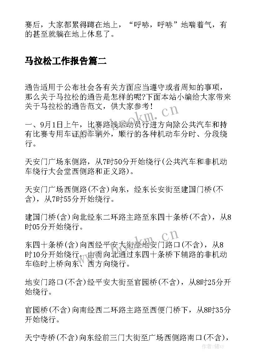 马拉松工作报告