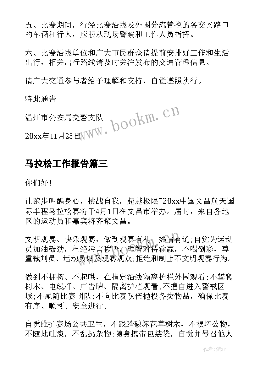 马拉松工作报告