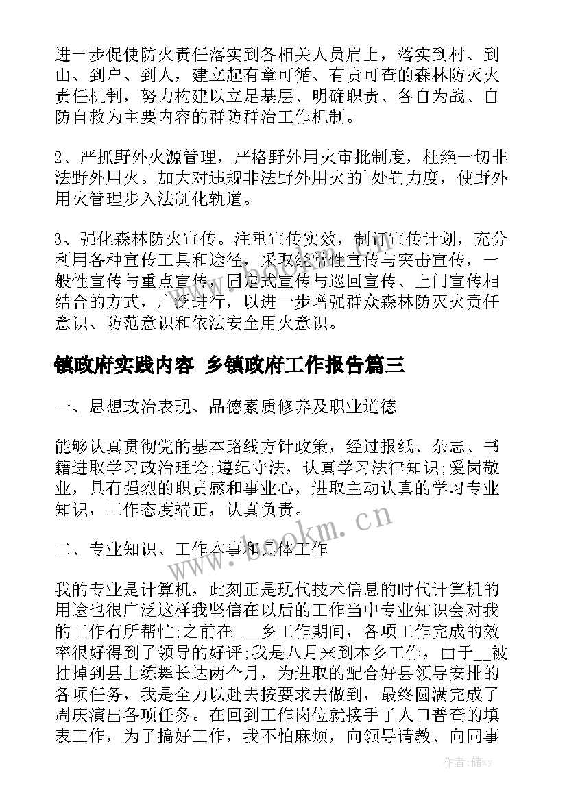 镇政府实践内容 乡镇政府工作报告