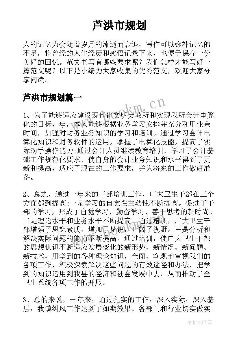 芦洪市规划