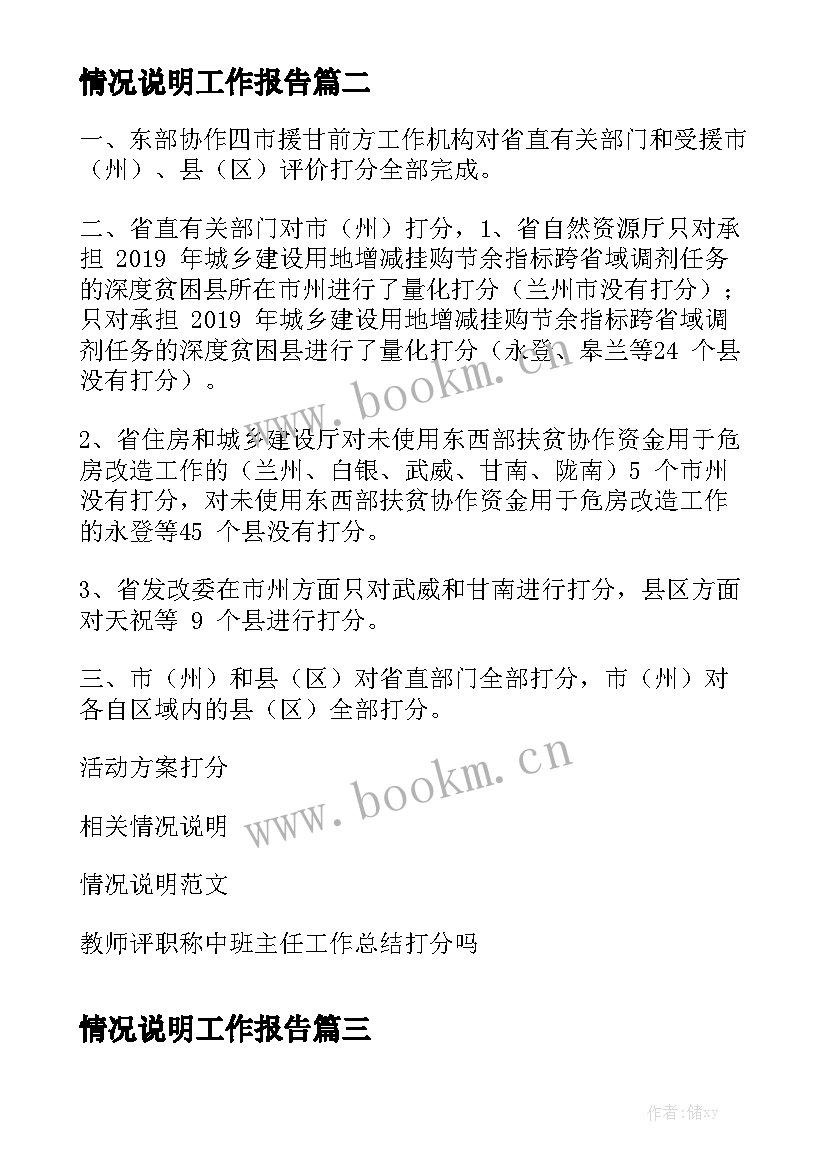 情况说明工作报告