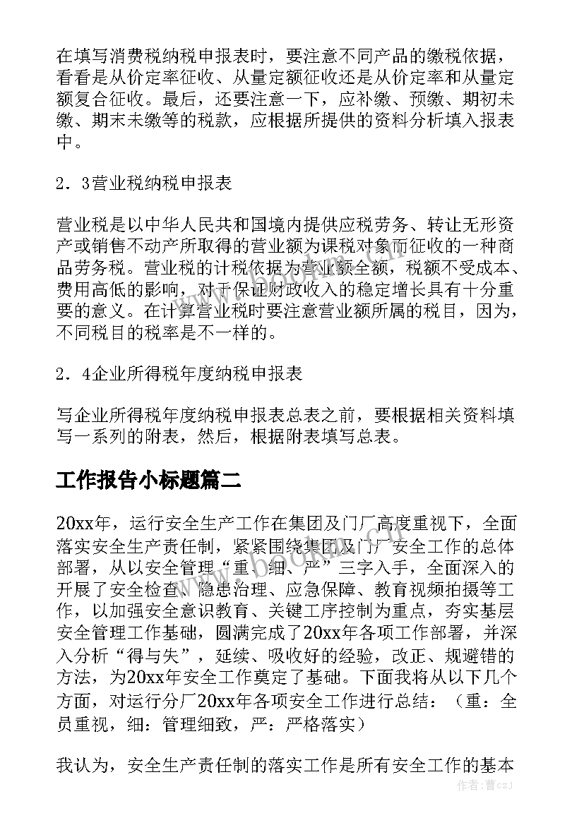 工作报告小标题