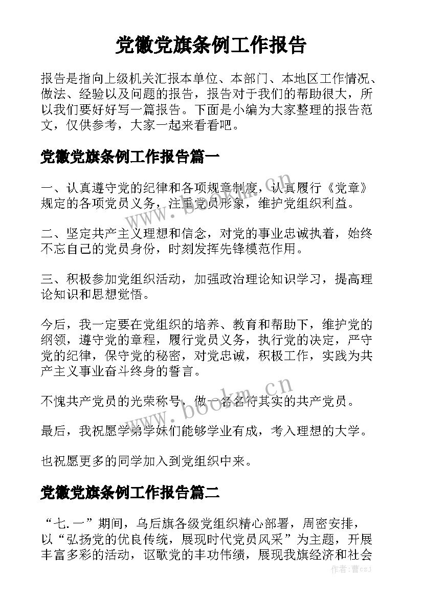 党徽党旗条例工作报告