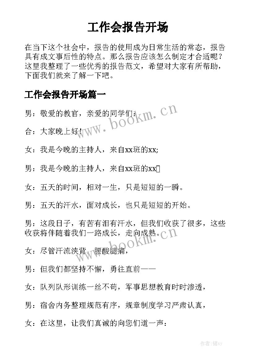 工作会报告开场