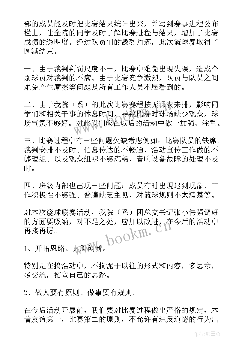 篮球比赛活动报告 活动反思投篮球