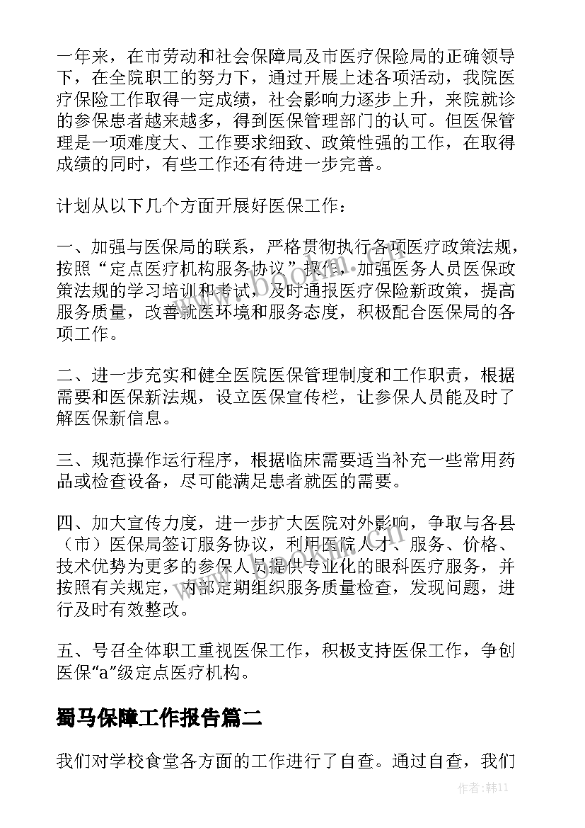 蜀马保障工作报告