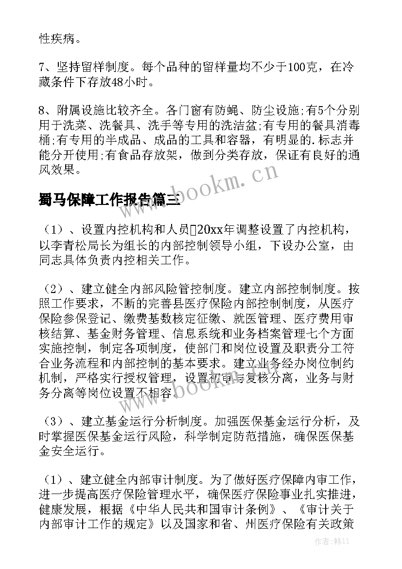 蜀马保障工作报告