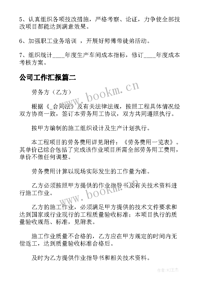 公司工作汇报