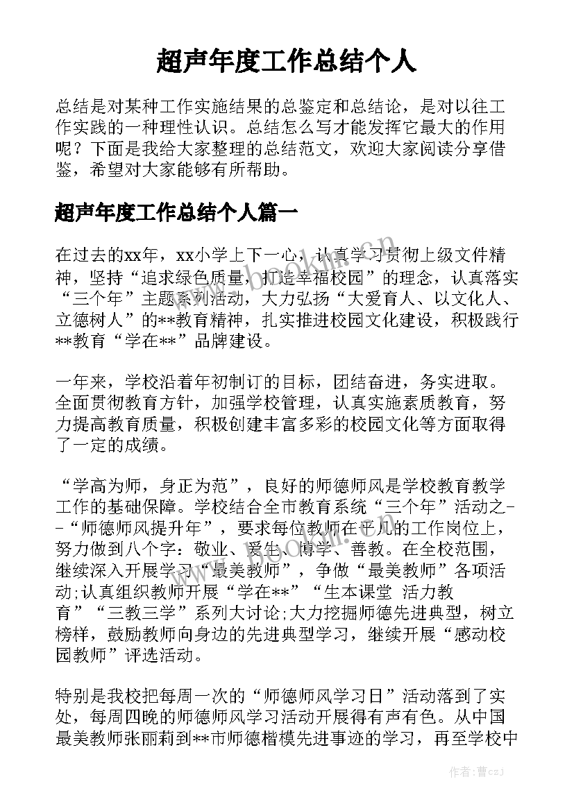 超声年度工作总结个人