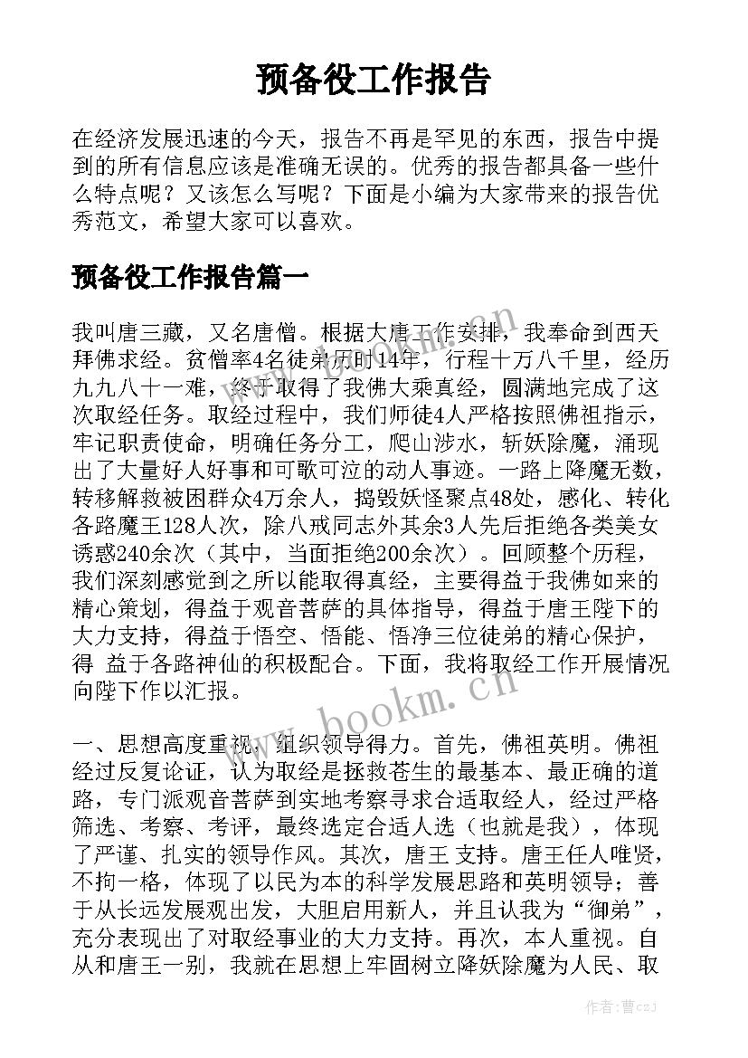 预备役工作报告