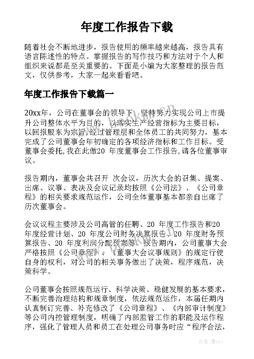 年度工作报告下载