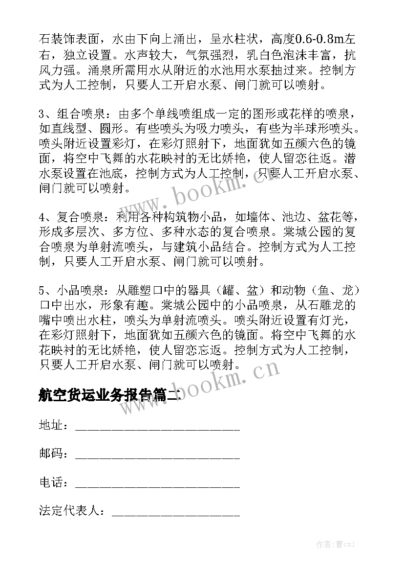 航空货运业务报告