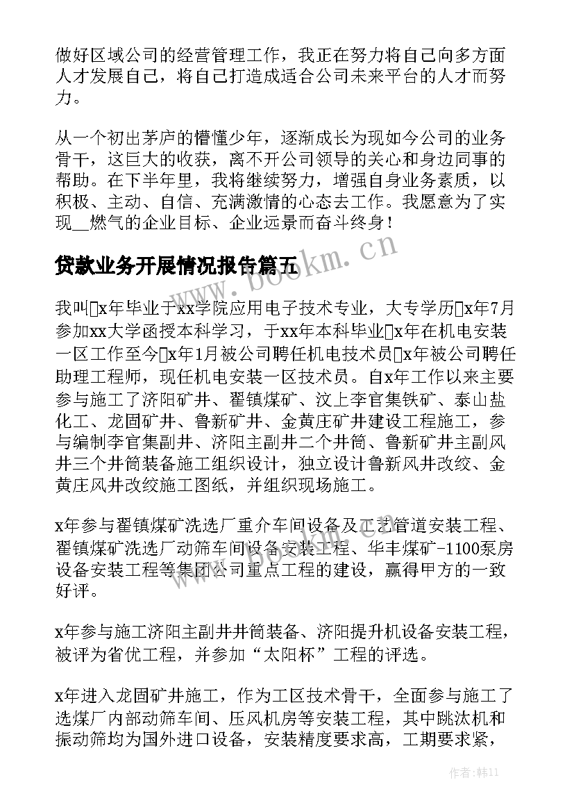 贷款业务开展情况报告