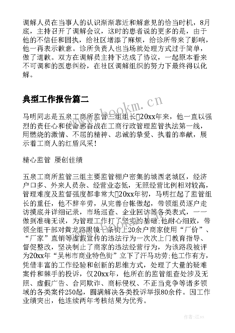 典型工作报告