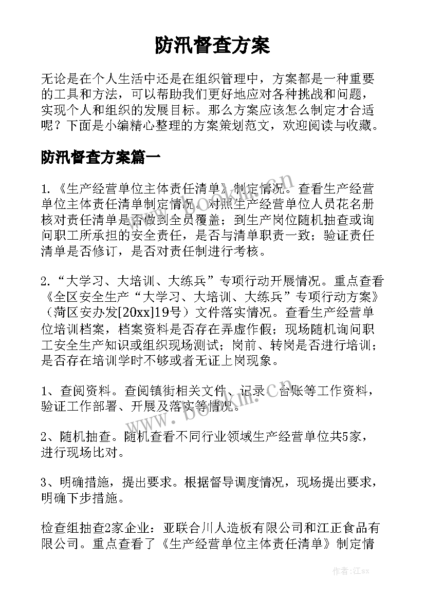 防汛督查方案