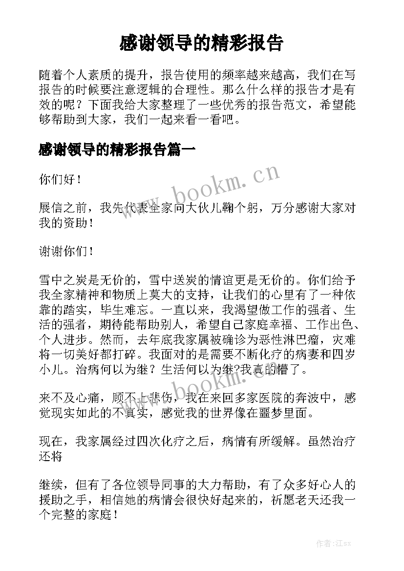 感谢领导的精彩报告