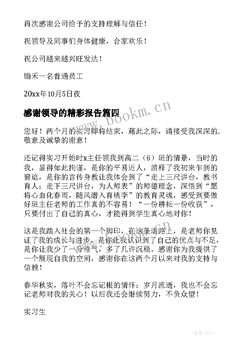 感谢领导的精彩报告