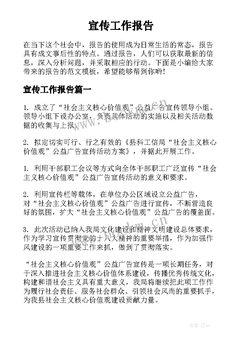 宣传工作报告