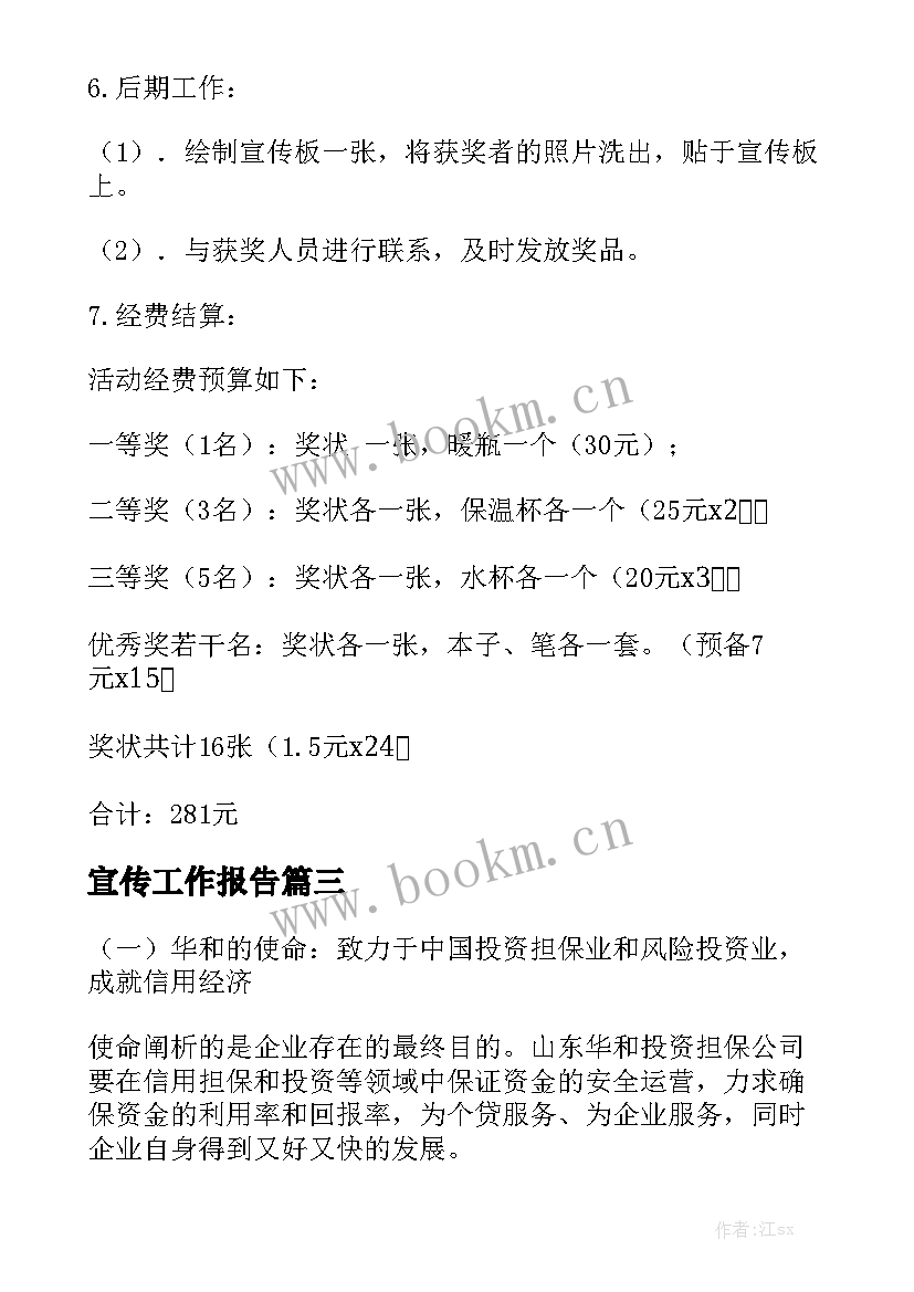 宣传工作报告