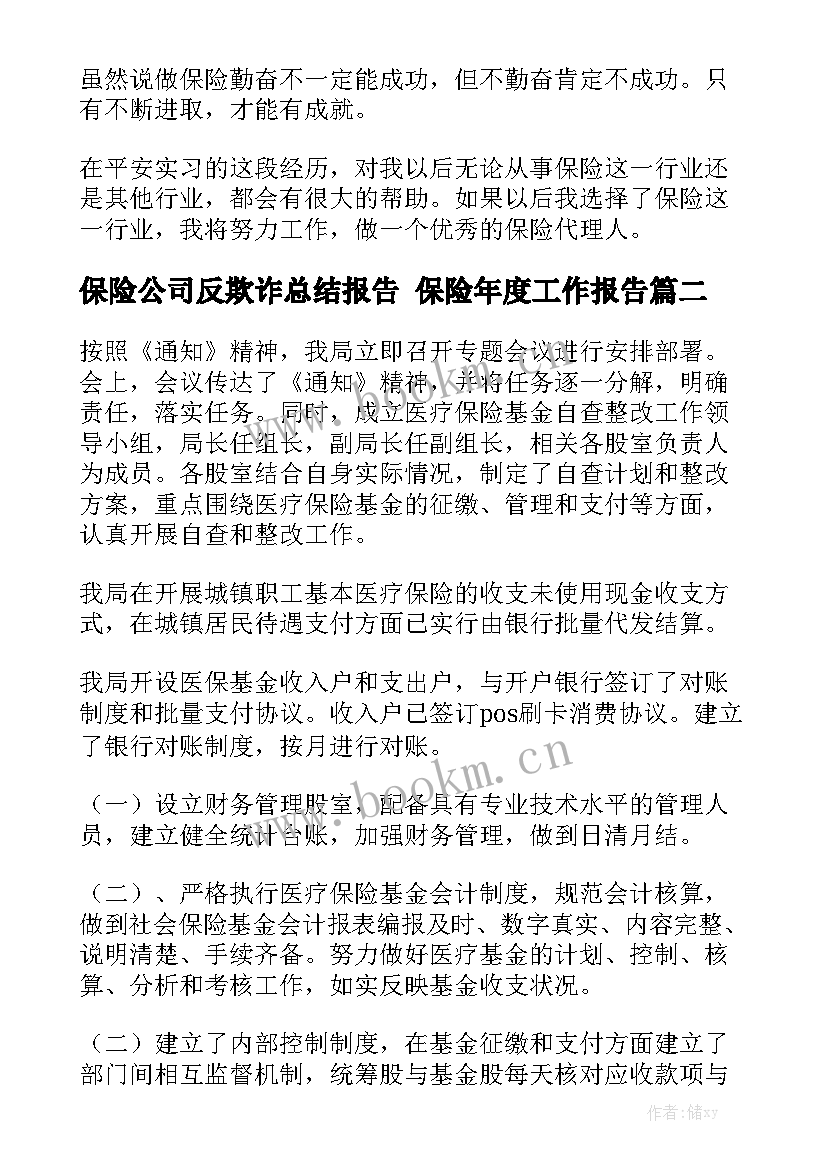 保险公司反欺诈总结报告 保险年度工作报告