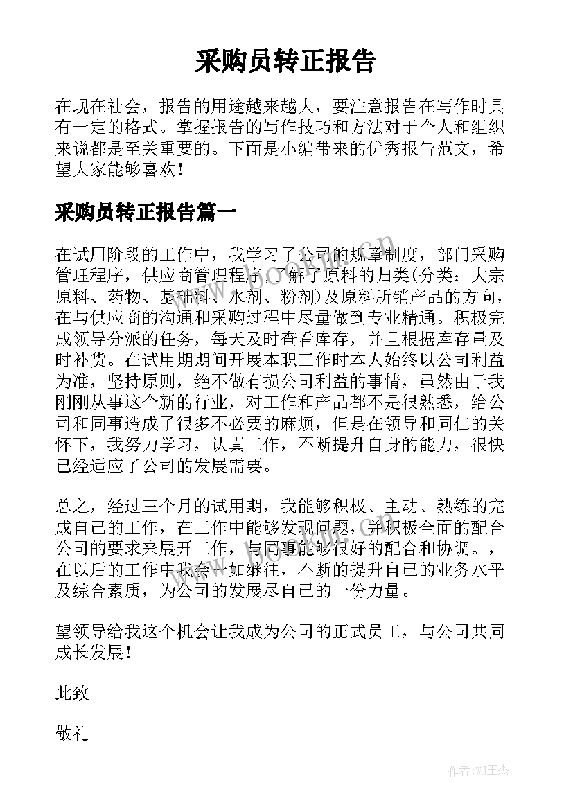 采购员转正报告