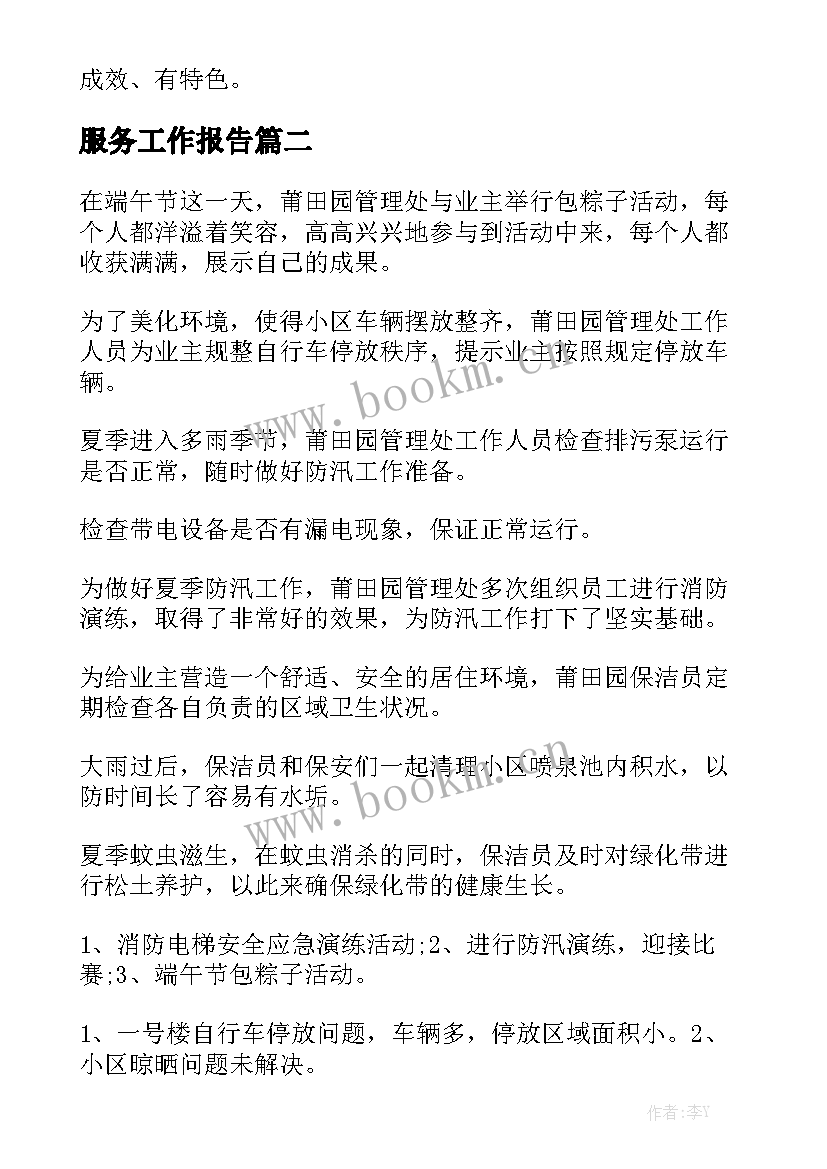 服务工作报告