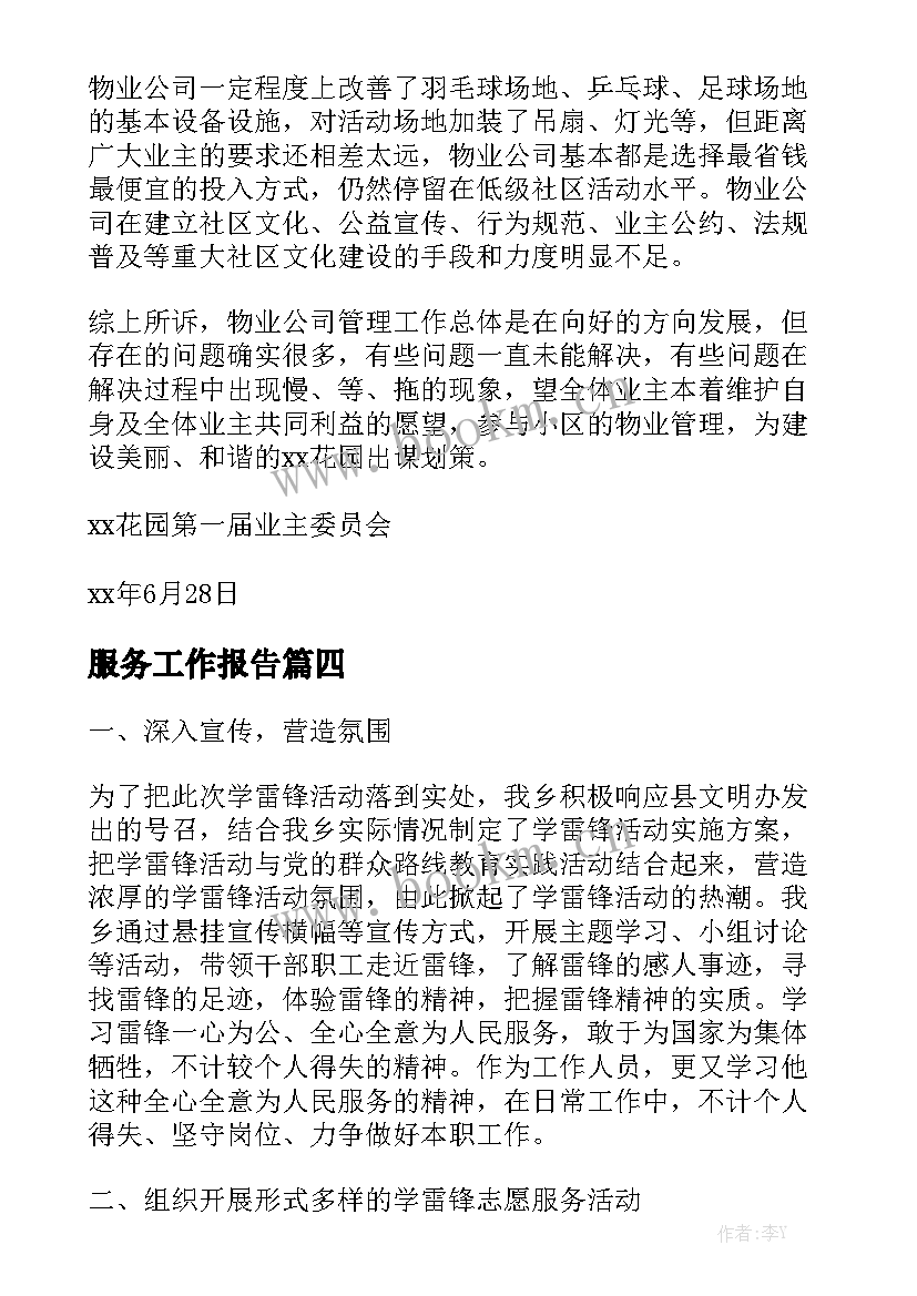 服务工作报告