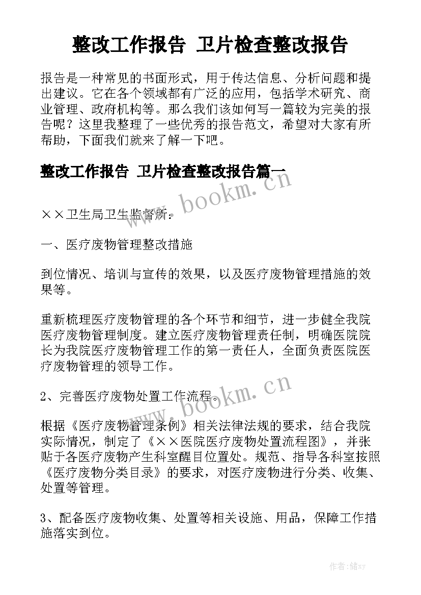 整改工作报告 卫片检查整改报告