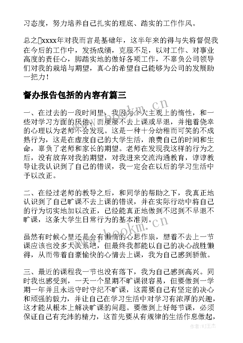 督办报告包括的内容有