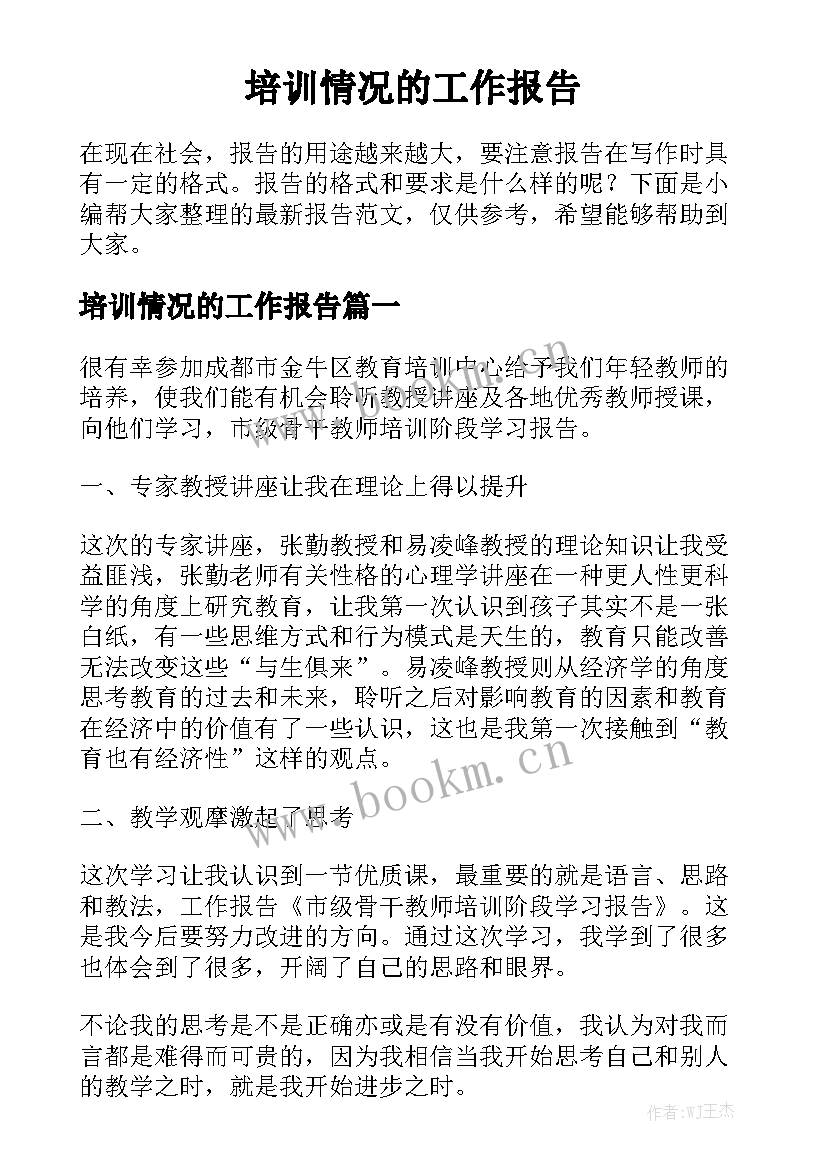 培训情况的工作报告