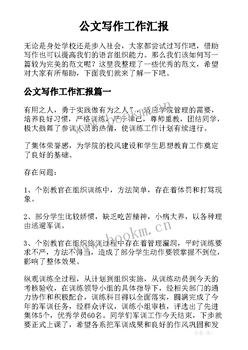 公文写作工作汇报